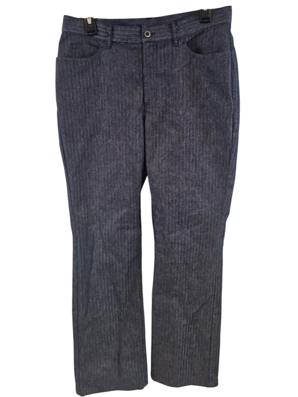 Classiques Entier Size 12P Women's Boot Cut Jeans in Dark Blue Pinstripe
